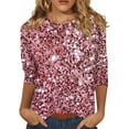 thumbnail image 1 of JGNGSHN Womens Sequin Tops 3/4 Sleeve Shirts Crew Neck Blouses Glitter Party Disco Sparkle Top Blouse for Party Club Concert, 1 of 5