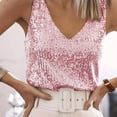 thumbnail image 1 of JGNGSHN Womens Sequin Tops Glitter SleevelessCasual Fashion V Neck Tank Top Sparkly Club Party Vest Pink XXL, 1 of 6