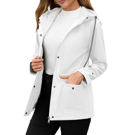 JGNGSHN Womens Warm Winter Coat Thicken Fleece Lined Parka Plus Size Jacket Lightweight Rain Jackets With Hood