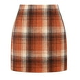 thumbnail image 1 of JGNGSHN Womens Wool Plaid Mini Skirt Fall Winter High Waisted Bodycon Pencil Skirt, 1 of 4