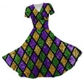 thumbnail image 1 of JGNGSHN womens Carnival dresses Mardi Gras Fashion Short Sleeve Dress Casual V Neck Printed Swing Womens Dresses, 1 of 4