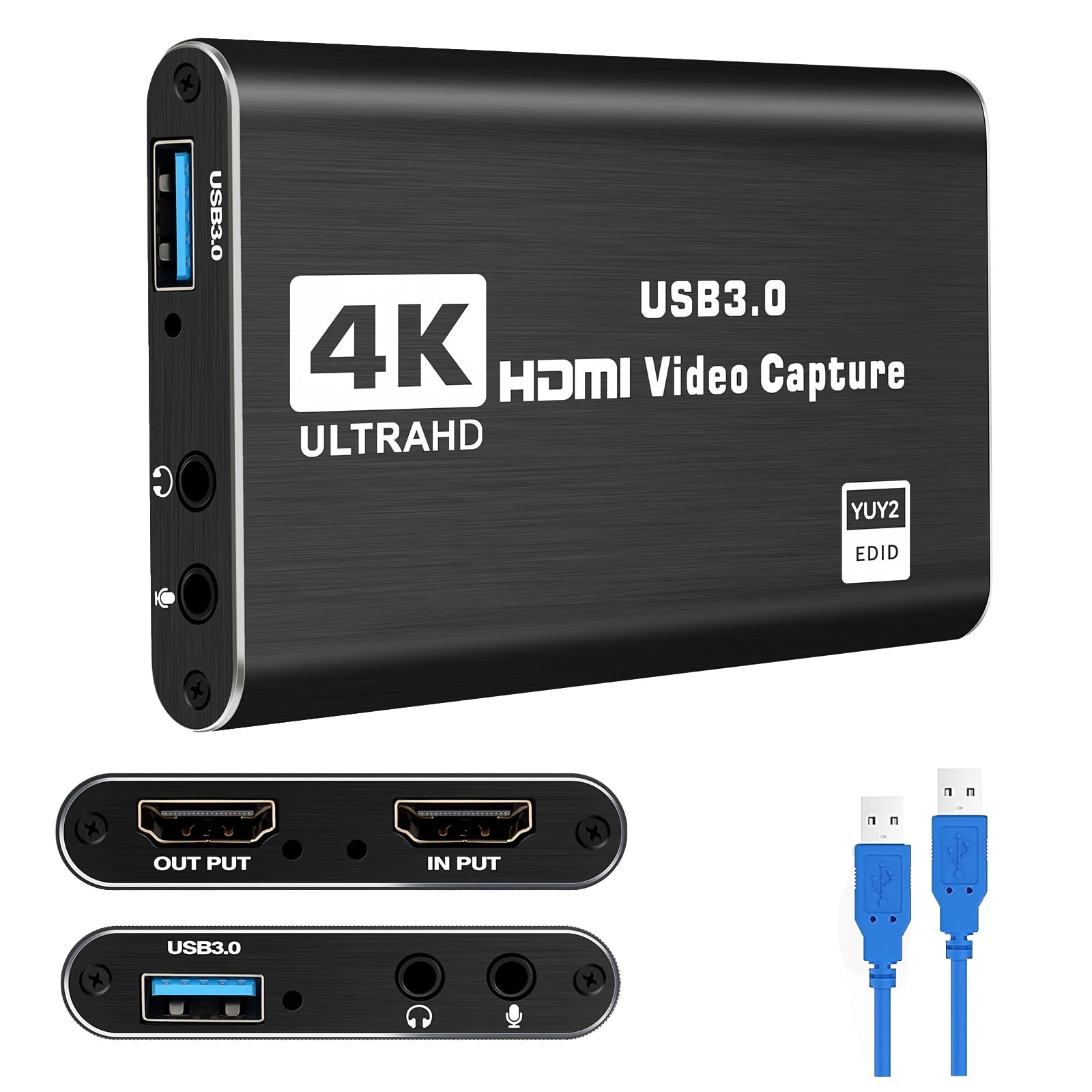 JGOO video capture card, game capture card 4K 1080P 60FPS, HDMI to