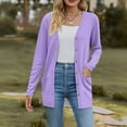 thumbnail image 1 of JGQJGAK Basic Crew Neck Long Sleeve Button Down Cardigan Faux Cotton Material Soft Warm Lightweight Acrylic Yarn, Purple 3XL, Size S-3XL, 1 of 6