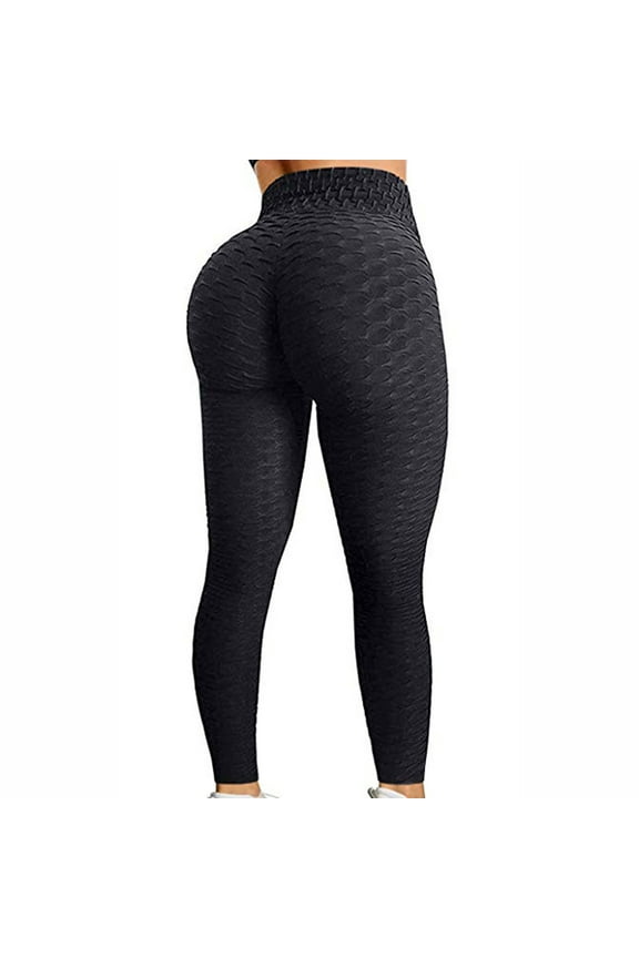 High Waist Butt Lifting Leggings for Women Tummy Control Workout Ruched Butt Lifting Stretchy Yoga Pants Textured Booty Tights
