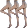 thumbnail image 1 of JGTDBPO 3 Pice Fleece Lined Tights Sheer For Women Fake Translucent Warm Pantyhose Leggings Sheer Thick High Waist Elastic Tights For Winter, 1 of 1