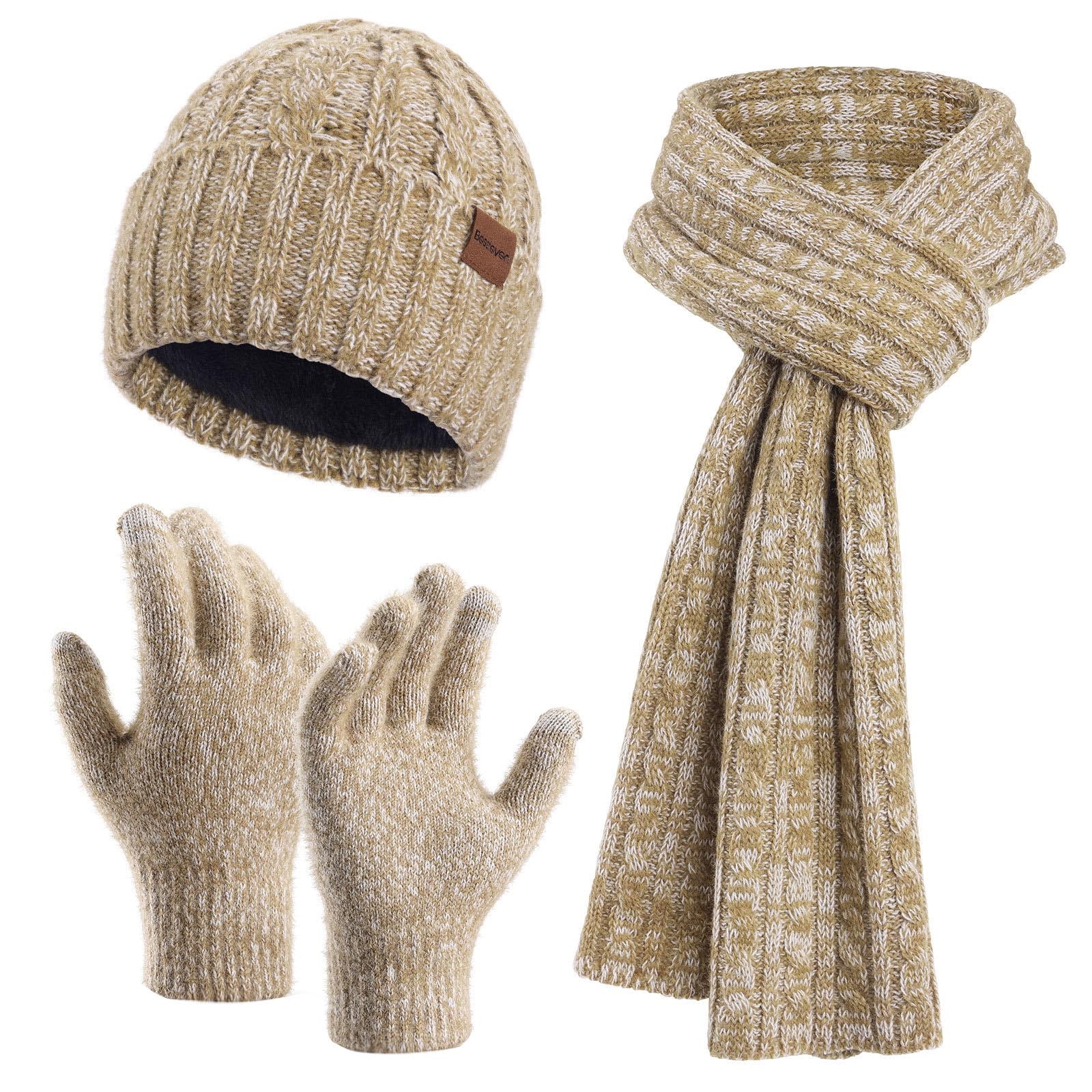Winter 3-in-1 Beanie Scarf Glove Set, Wool Blend, Touchscreen Compatible Women main image 2