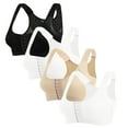 thumbnail image 1 of JGTDBPO 4PC Front Closure Bras For Women No Underwire Plus Size Full Coverage Bras Front Snap Bras Post Surgery Front Closure Brassiere Sports Bra Zip Wireless Minimizer Bra, 1 of 8