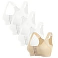 thumbnail image 1 of JGTDBPO 4PC Front Closure Bras For Women No Underwire Plus Size Full Coverage Bras Front Snap Bras Post Surgery Front Closure Brassiere Sports Bra Zip Wireless Minimizer Bra, 1 of 8