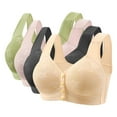 thumbnail image 1 of JGTDBPO 4Pc Bras for Women No Underwire Plus Size Front Closure Comfort Full Coverage No Underwire Bras for Seniors Wireless Snap Closing Bra Push Up Bras Back Support Lace Sleeping Everyday Bras, 1 of 2
