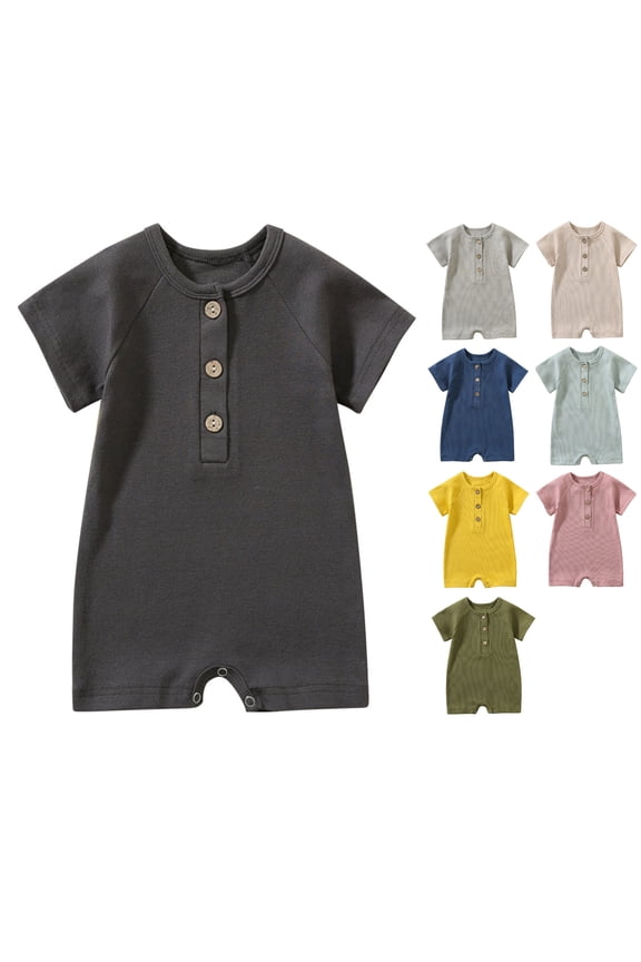 JGTDBPO Newborn Baby Girl Boy Clothes Summer Outfits Infant Short Sleeve Romper Jumpsuit Cotton Linen Solid Color T-Shirt Bodysuit Bodysuit Cute Newborn Clothes for Girl