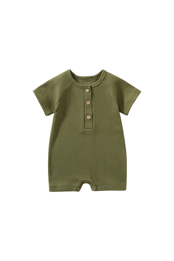 Baby Girl Boy Clothes Summer Outfits Infant Short Sleeve Romper Jumpsuit Cotton Solid Color Bodysuit for Newborn