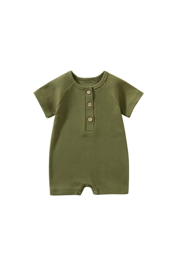 Newborn Baby Girl Boy Clothes Summer Outfits Infant Short Sleeve Romper Jumpsuit Cotton Linen Solid Color T-Shirt Bodysuit Bodysuit Cute Newborn Clothes for Girl