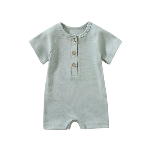 fheaev Baby Girl Boy Clothes Summer Outfits Infant Short Sleeve Romper Jumpsuit Cotton Solid Color Bodysuit for Newborn