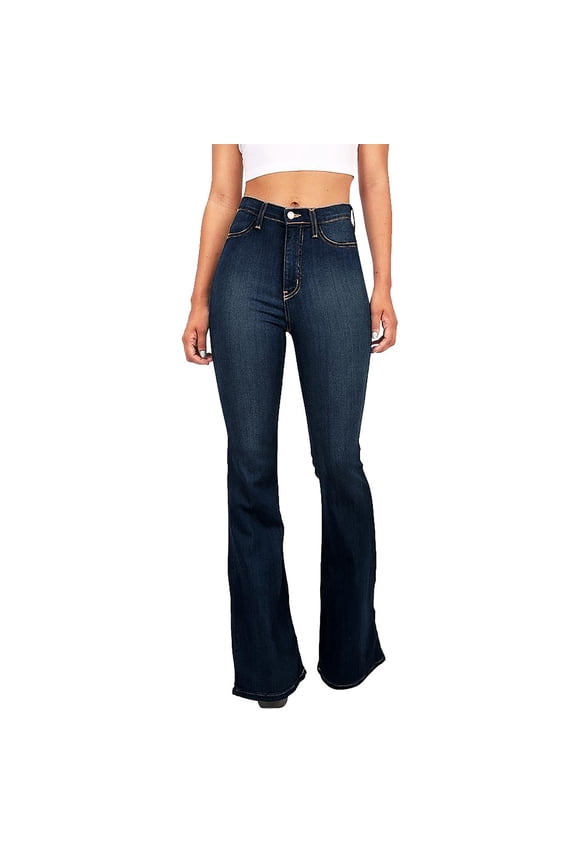 Bell Bottom Jeans For Women High Waisted Slim Fit Elastic Flare Jeans With Classic Wide Leg Ripped Denim Pants