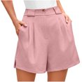 thumbnail image 1 of JGTDBPO Bermuda Shorts for Women Summer High Waisted Trendy Solid Color Buttons Long Comfy Wide Leg Shorts with Pocket, 1 of 8