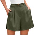 thumbnail image 1 of JGTDBPO Bermuda Shorts for Women Summer High Waisted Trendy Solid Color Buttons Long Comfy Wide Leg Shorts with Pocket, 1 of 8