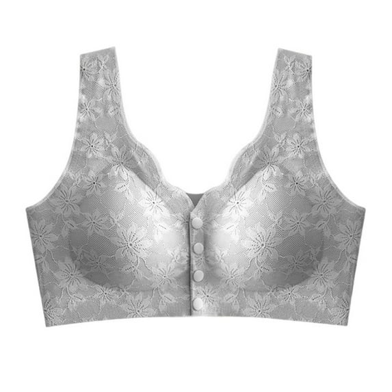 JGTDBPO Bras for Women Plus Size Front Closure Front Button Full Coverage No Underwire Bras for Seniors Comfort Wireless Front Close Push Up Bras with Back Support Sleeping Everyday Bras