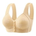 thumbnail image 1 of JGTDBPO Bras for Women Plus Size Front Closure Front Button Full Coverage No Underwire Bras for Seniors Comfort Wireless Front Close Push Up Bras with Back Support Sleeping Everyday Bras, 1 of 2