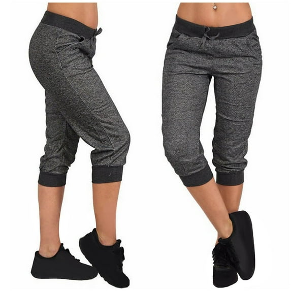 JGTDBPO Capri Pants For Women Casual Summer Dressy Pull On Stretch Solid Color High Waisted Crop Work Leggings With Pockets