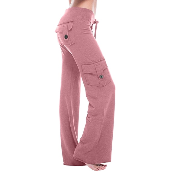 JGTDBPO Cargo Pants For Women High Waist Workout Out Leggings Stretch Waist Button Pocket Yoga Gym Loose Pants