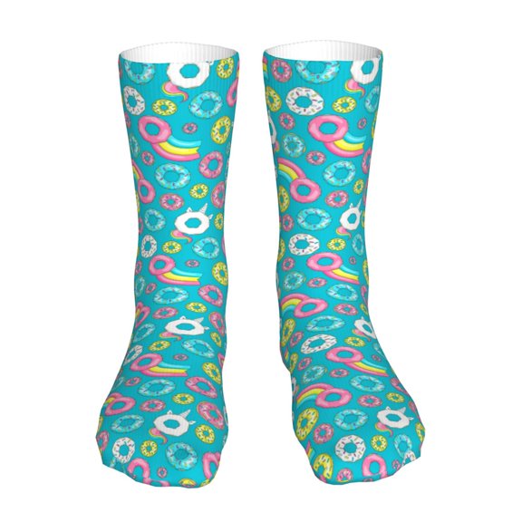 Xecao Donut Print Fashion No Heel Casual Crew Socks Cushioned Breathable for Men Women - Moisture wicking,Not easy to fade Suitable for daily