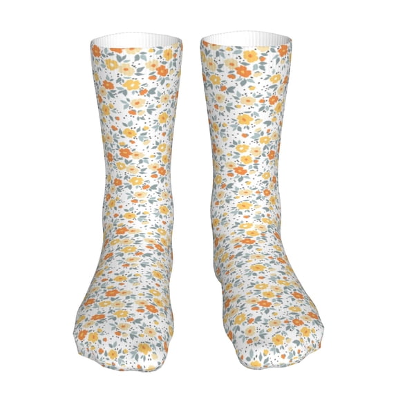 Xecao Floral1 Print Fashion No Heel Casual Crew Socks Cushioned Breathable for Men Women - Moisture wicking,Not easy to fade Suitable for daily