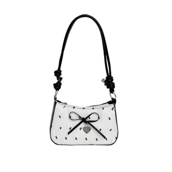 JGTDBPO Crossbody Bags for Women,Sweet Bow Embossed Hobo Shoulder Bag with Knotted Adjustable Strap and Zipper for Daily Travel White