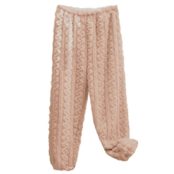 fheaev Fleece Pajama Pants For Women Elasti Waist Warm Pajama Pj Bottoms Wide Leg Pants Sleeping Loose Plush Sleep Thick Velvet Home Pants With Pockets