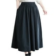 thumbnail image 1 of JGTDBPO Flowy Skirt for Women Summer Cotton Linen Ankle Skirt Swing A Line Pleated Maxi Skirt Casual Elastic High Waist Beach Vacation Holiday Long Skirts, 1 of 3