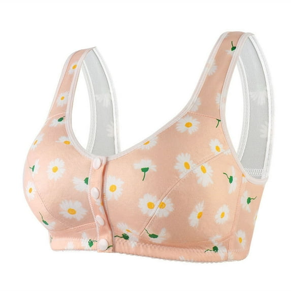JGTDBPO Front Button Bra For Women No Underwire Extra-Elastic High Support Soft Cup Everyday Sleep Bra Push Up Front Snaps Bras Front Closure Plus Size Sports Bras For Women Girls