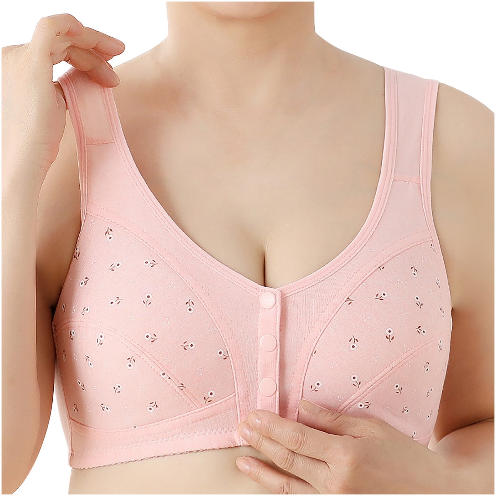 Women's Front Close Snap Bras, Plus Size Full Coverage Wireless Nursing  Bra, Demi Bra, One Piece Push Up Bra with Padded (Color : 1N5359B (24V),  Size