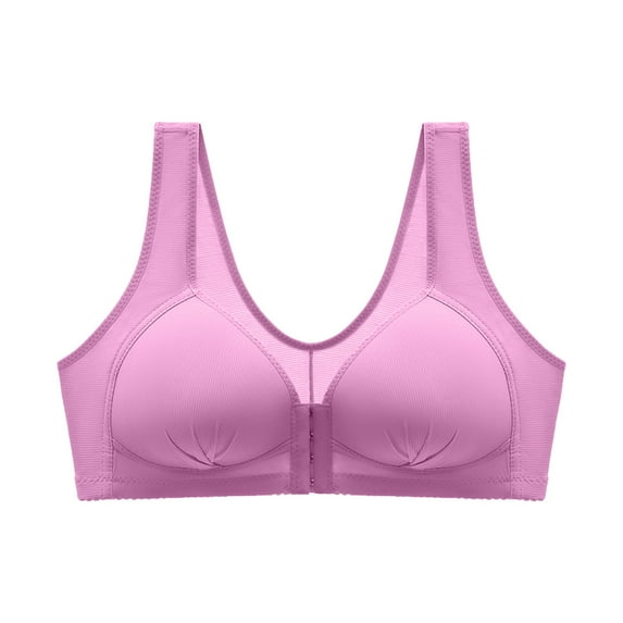 JGTDBPO Front Closure Bras For Women Plus Size Comfortable Full Coverage Bras Lace Front Snap Bras Post Surgery Vest Breathable Gathering Front Opening Buckle Bra Wireless Minimizer Bra Everyday Bra