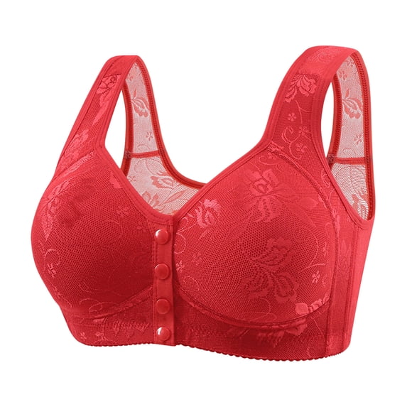 JGTDBPO Front Closure Bras for Women Full Coverage Wireless Closing Bra Post Surgery Brassiere Minimizer Front Buckle Everyday Bras Plus Size Front Button Bra