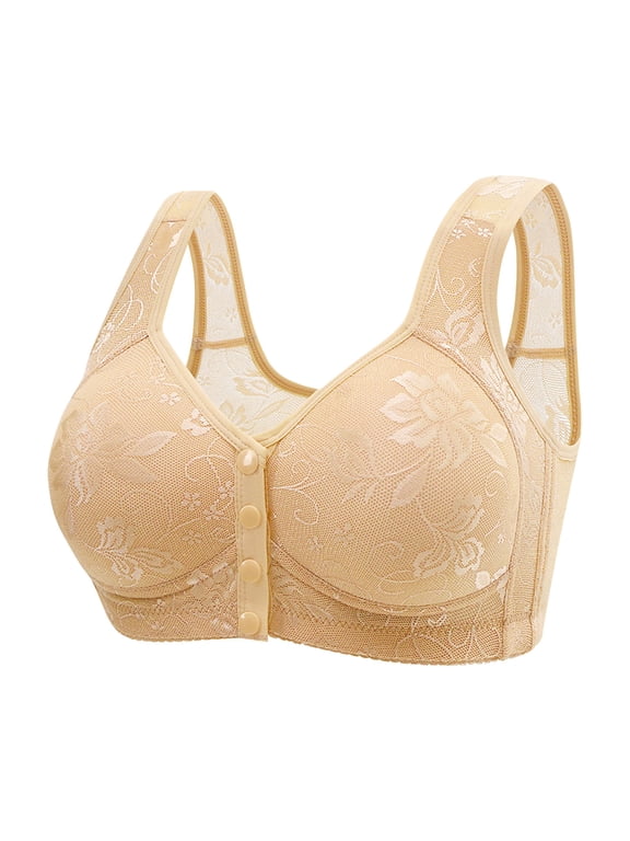 Front Closure Bras for Women Full Coverage Wireless Closing Bra Post Surgery Brassiere Minimizer Front Buckle Everyday Bras Plus Size Front Button Bra