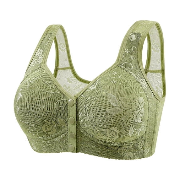 JGTDBPO Front Closure Bras for Women Full Coverage Wireless Closing Bra Post Surgery Brassiere Minimizer Front Buckle Everyday Bras Plus Size Front Button Bra