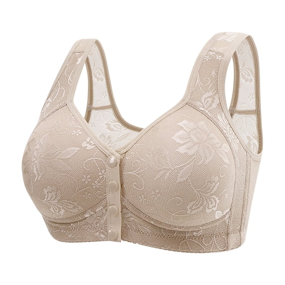 JGTDBPO Front Closure Bras for Women Full Coverage Wireless Closing Bra Post Surgery Brassiere Minimizer Front Buckle Everyday Bras Plus Size Front Button Bra