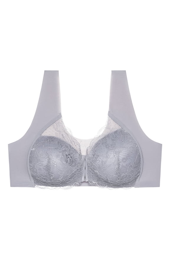 Front Closure Bras For Women No Underwire Plus Size Full Coverage Bras Front Snap Bras Post Surgery Front Closure Brassiere Sports Bra Zip Wireless Minimizer Bra
