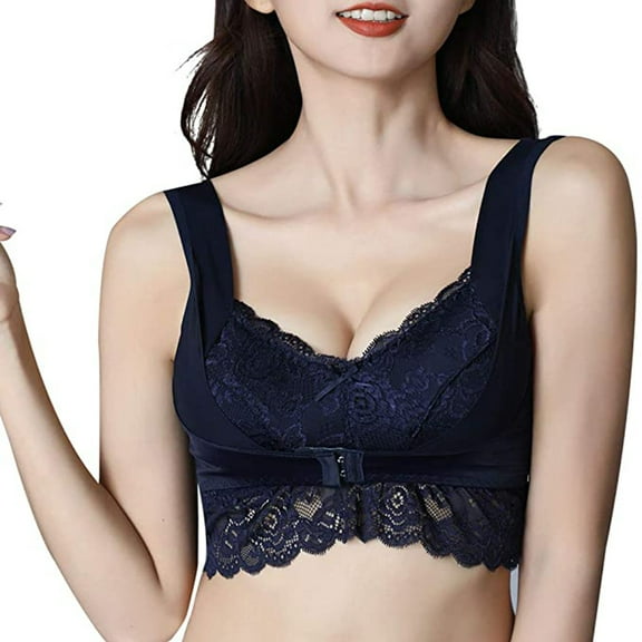 JGTDBPO Front Closure Bras For Women Plus Size Adjusted Comfortable Lace Bras Front Snap Bras Post Surgery Vest Breathable Gathering Front Opening Buckle Bra Wireless Minimizer Bra Everyday Bar