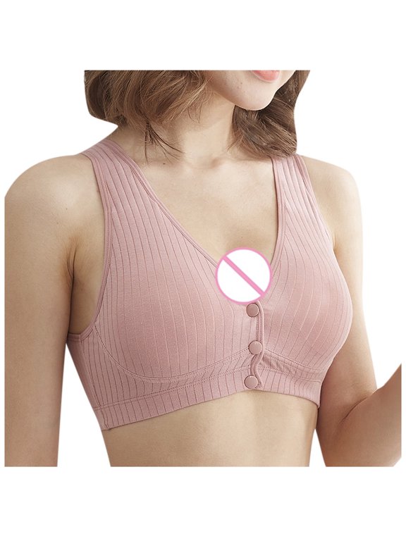 Front Closure Bras For Women No Underwire Plus Size Full Coverage Bras Front Snap Bras Post Surgery Front Closure Brassiere Sports Bra Wireless Minimizer Bra