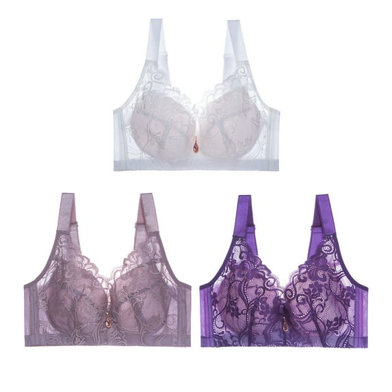 JGTDBPO Front Closure Bras For Women No Underwire Plus Size Full Coverage Bras Front Snap Bras Post Surgery Front Closure Brassiere Sports Bra Zip Wireless Minimizer Bra