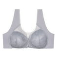 thumbnail image 1 of JGTDBPO Front Closure Bras For Women No Underwire Plus Size Full Coverage Bras Front Snap Bras Post Surgery Front Closure Brassiere Sports Bra Zip Wireless Minimizer Bra, 1 of 2