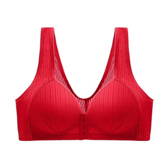 JGTDBPO Front Closure Bras For Women No Underwire Plus Size Full Coverage Bras Front Snap Bras Post Surgery Front Closure Brassiere Sports Bra Zip Wireless Minimizer Bra