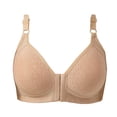 thumbnail image 1 of JGTDBPO Front Closure Bras For Women No Underwire Plus Size Full Coverage Bras Front Snap Bras Post Surgery Front Closure Brassiere Sports Bra Zip Wireless Minimizer Bra, 1 of 4
