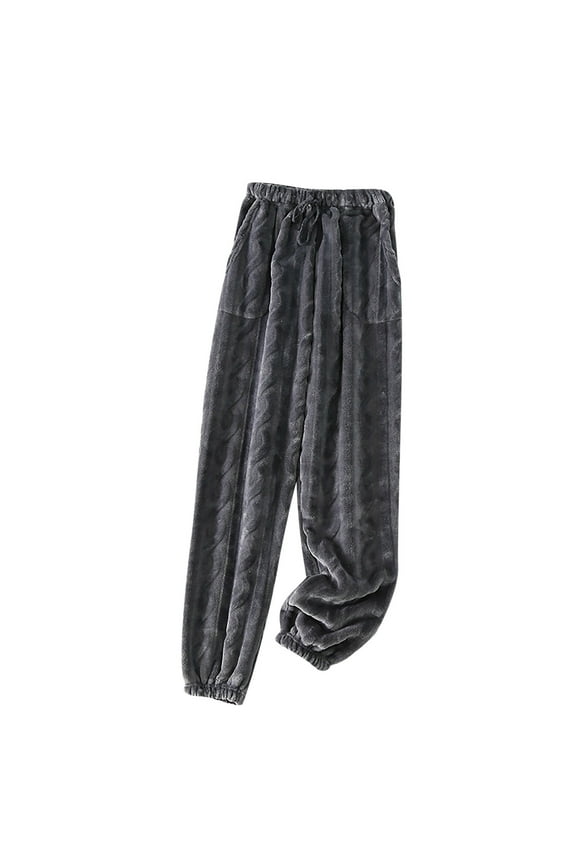 Fuzzy Pants For Women Winter Cozy Pants Warm Soft Fleece Pajama Bottoms Sleep Thickened Plus Velvet Home Pajama Pants