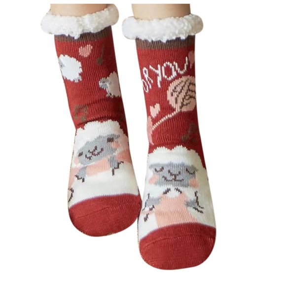 JGTDBPO Fuzzy Slipper Socks For Women Winter Christmas Warm Soft Fleece Lined Non Skid Thick Slipper With Grippers Non Slip Cozy Socks With Grips Winter Girls Soft Socks