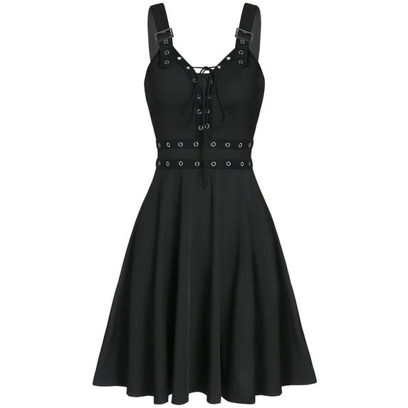 JGTDBPO Halloween Medieval For Dress Women Plus Size Cool Bandage Irregular Hem Punk Sleeveless Camisole Mini Strap-Up Halloween Party Masquerade Costumes Court Dress