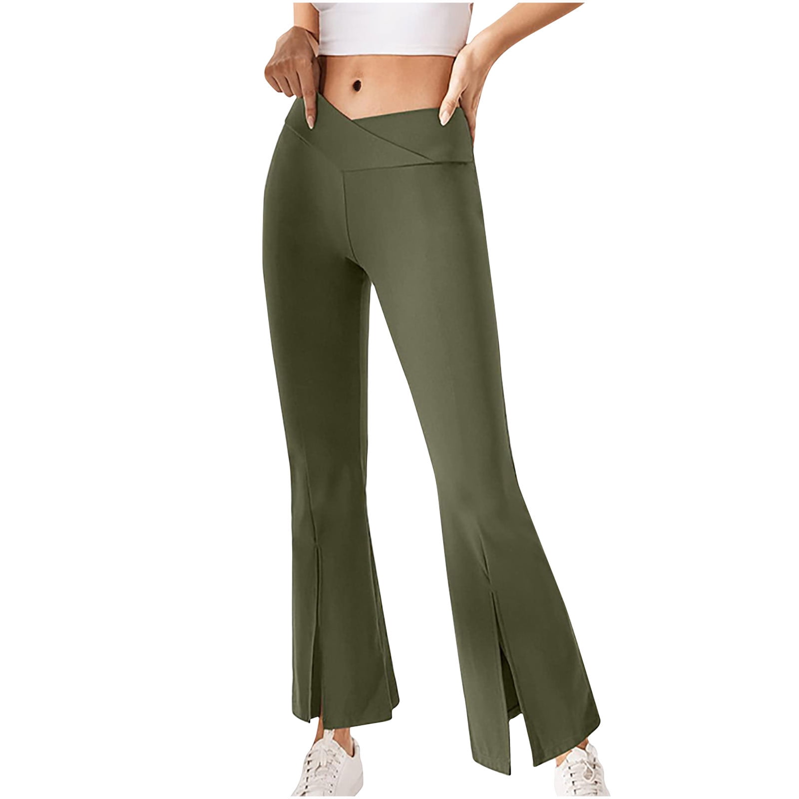 JGTDBPO High Waist Flared Yoga Pants For Women Split Hem Yoga Pants Tummy  Control Bootcut Yoga Pants Work Pants Elegant Long Pants