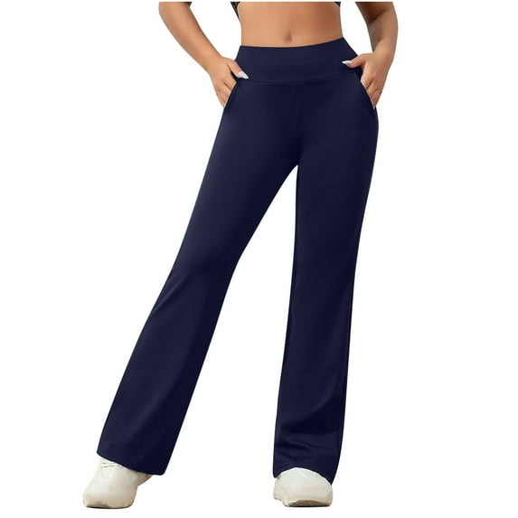 JGTDBPO High Waist Wide Leg Yoga Pants for women Flared Leggings Bootcut Yoga Pants with Pockets Work Pants Elegant Long Pants Workout Lounge Pants