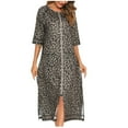 thumbnail image 1 of JGTDBPO House Coat Or Duster Or Bathrobe For Woman Robes For Women Zipper Robe 3/4 Sleeve Nightgown Sleepwear Full Length Duster Housecoats Loungewear With Pockets Loose Pajamas, 1 of 5