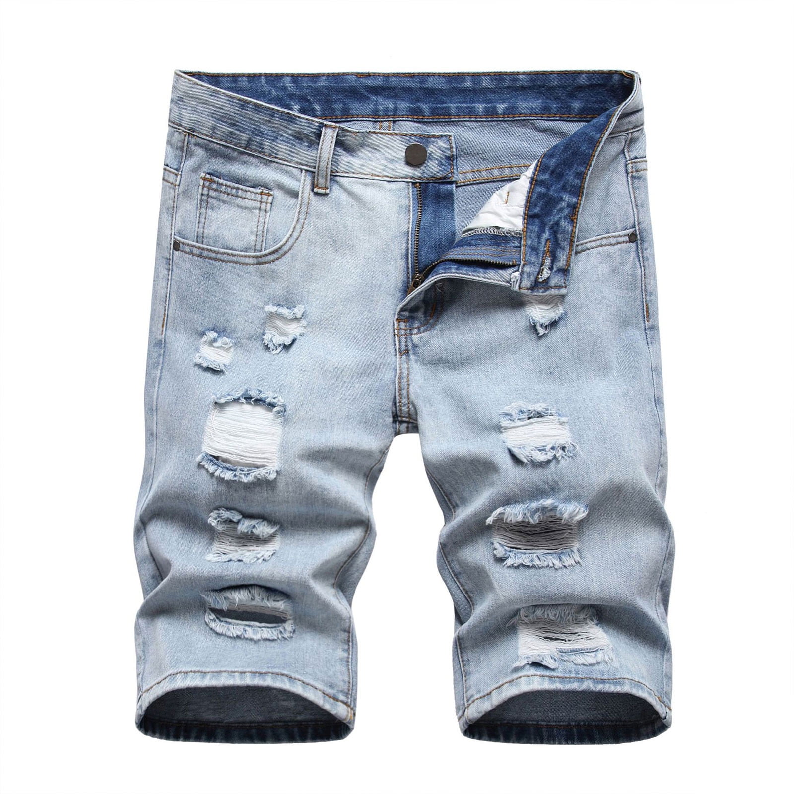 Smooth creased look casual men's jeans shorts